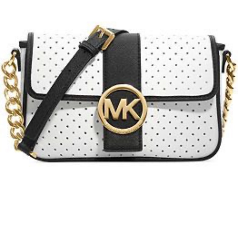 Michael Kors Limited Edition White and Black Perforated Crossbody